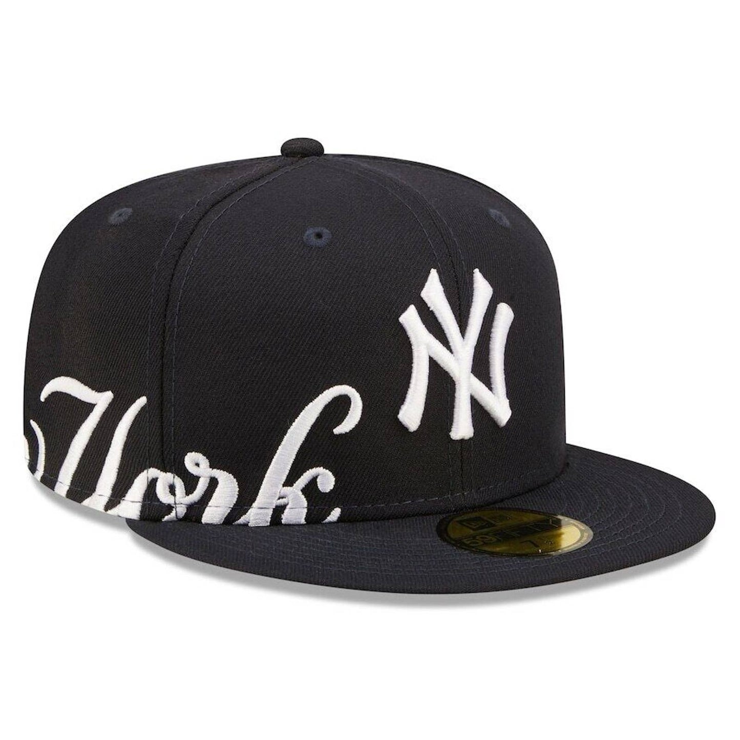 Mens Side Split NY New York Yankees New Era 59FIFTY Navy Hat Green Bottom Retro