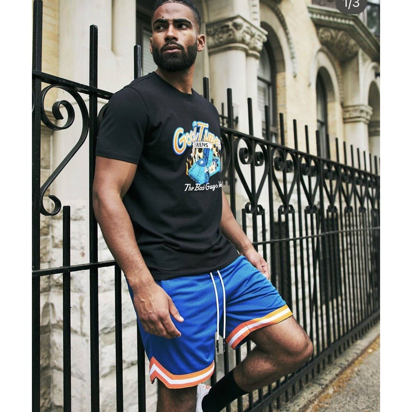 JORDAN CRAIG MENS MESH BASKETBALL SHORTS ATHLETIC NYC ROYAL ORANGE KNICKS COLORS