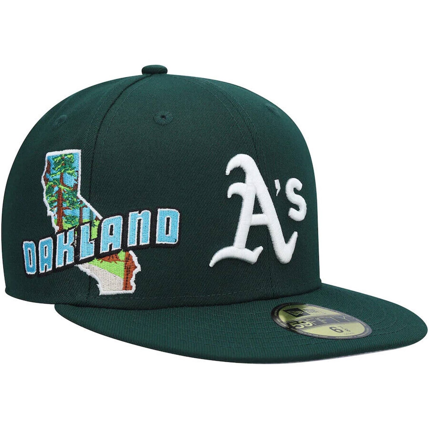 New Era Oakland Athletics MLB Fitted Hat 5950 STATE VIEW GREEN PATCHES CLUSTER