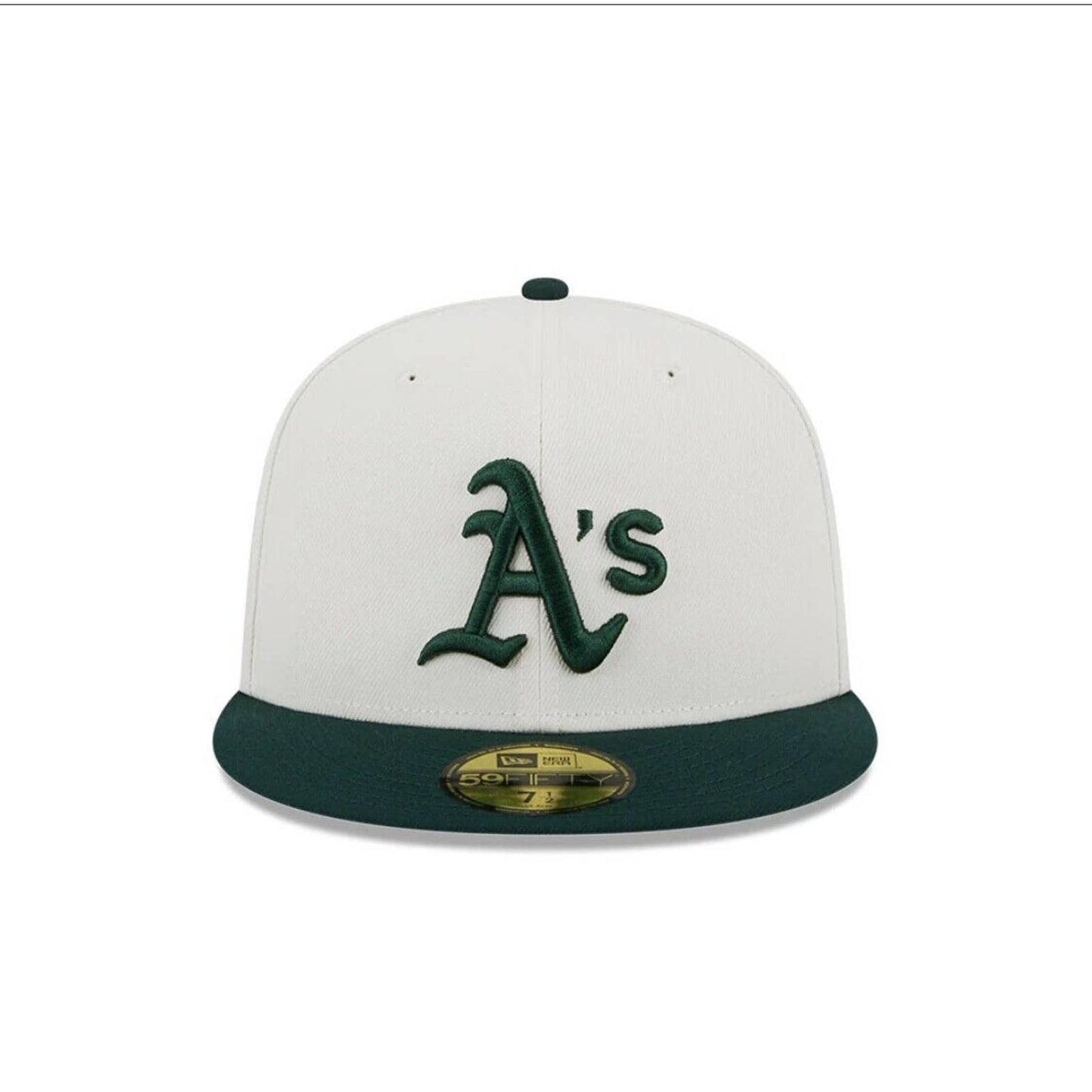 Men’s OAKLAND ATHLETICS A’s GREEN CHROME CREAM Era 59FIFTY Fitted Hat Cap