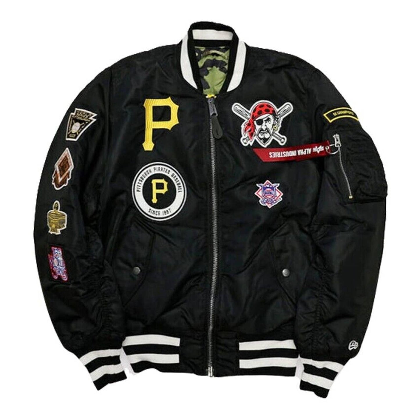 AUTHENTIC ALPHA INDUSTRIES NEW ERA PITTSBURGH PIRATES MA-1 BOMBER JACKET OG