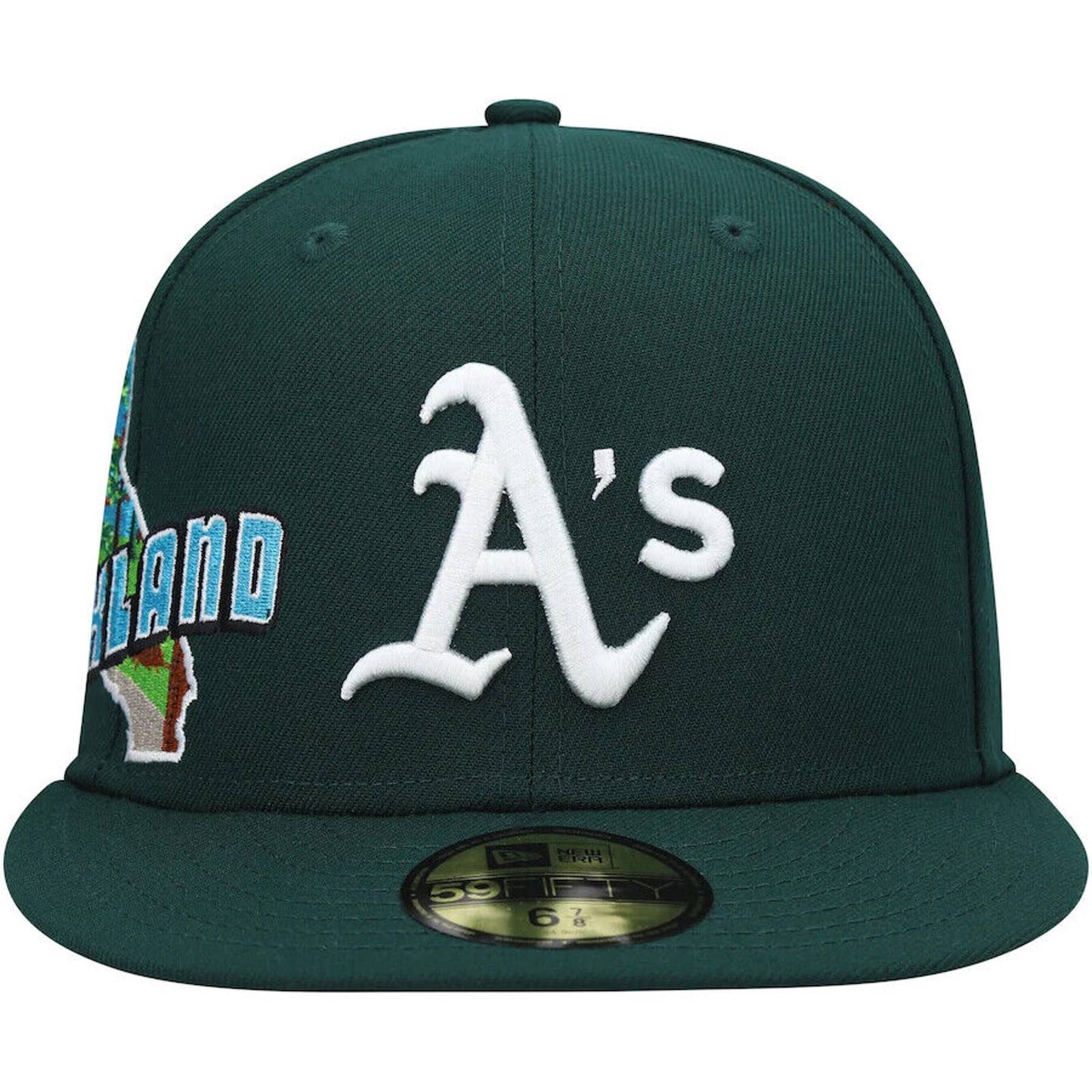 New Era Oakland Athletics MLB Fitted Hat 5950 STATE VIEW GREEN PATCHES CLUSTER