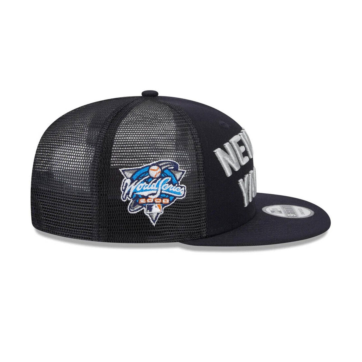 MENS NEW YORK YANKEES 2000 ERA BLUE Stacked 9FIFTY Mesh Trucker Snapback Hat