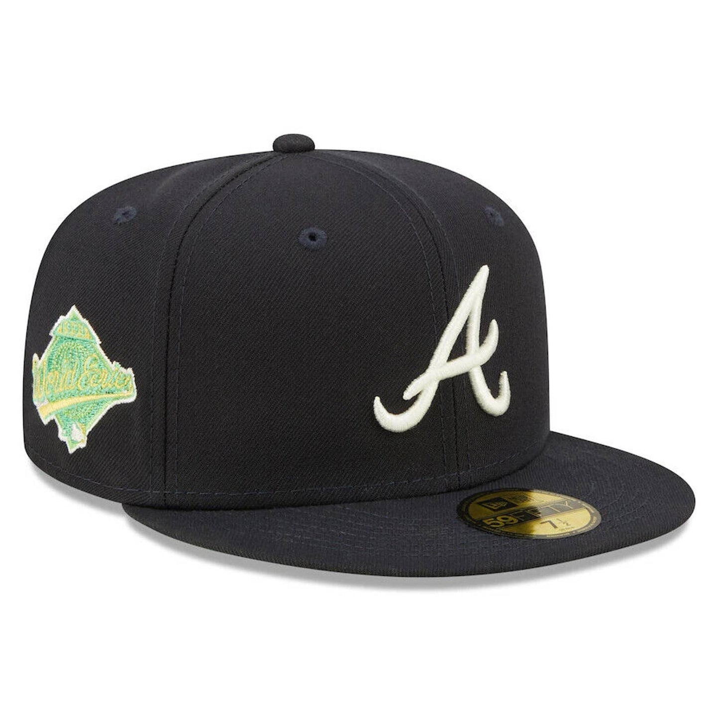 Era ATLANTA BRAVES 59FIFTY Fitted Hat 5950 CITRUS POP WOW UV NAVY GREEN