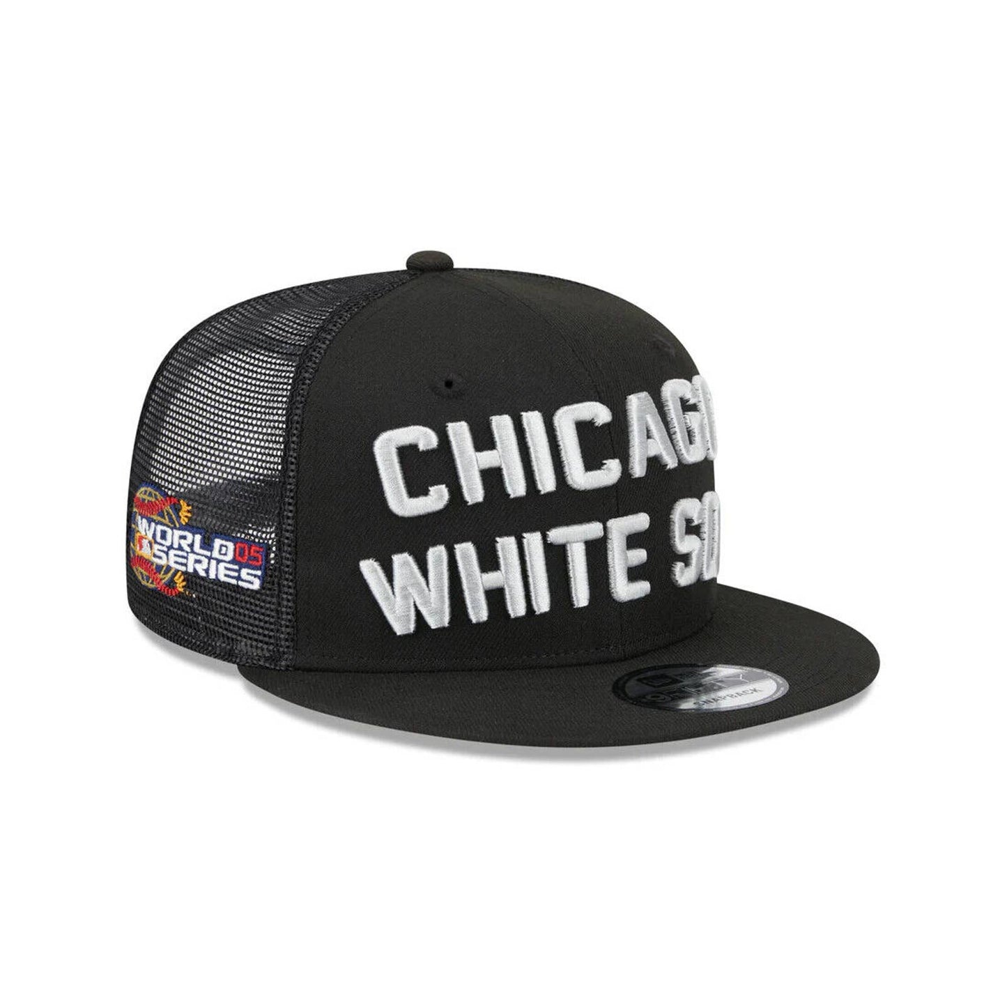 Chicago White Sox Era Black Stacked 9FIFTY Mesh Trucker Snapback Hat MENS OG