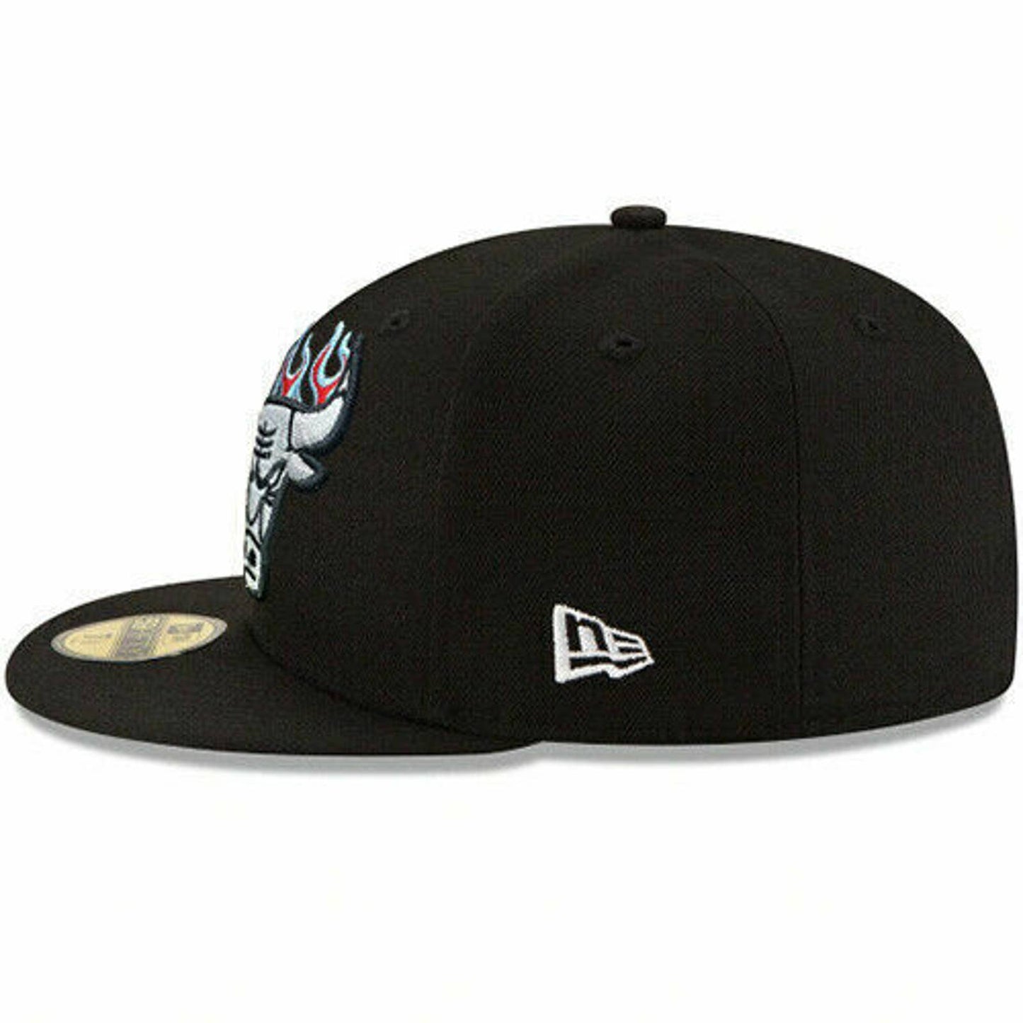 New Era Chicago Bulls Fitted Hat NBA Customized Fire Team Flame Logo Blue