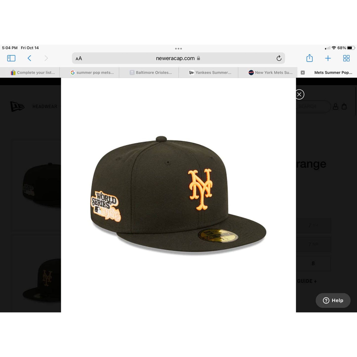 Mens Summer Pop New York Mets Era 59FIFTY Black Electric Orange Snakeskin OG