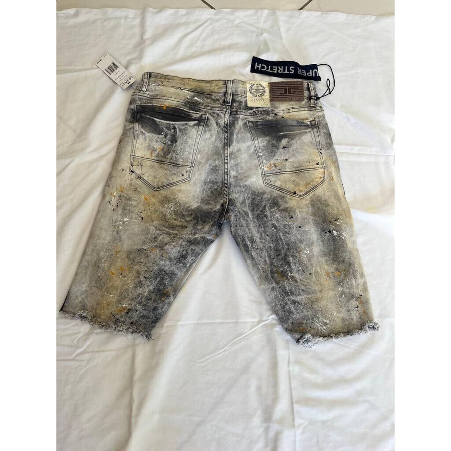 JORDAN CRAIG MENS SUMMER STRIPED DENIM SHORTS CEMENT GREY YELLOW POLLEN RETRO OG