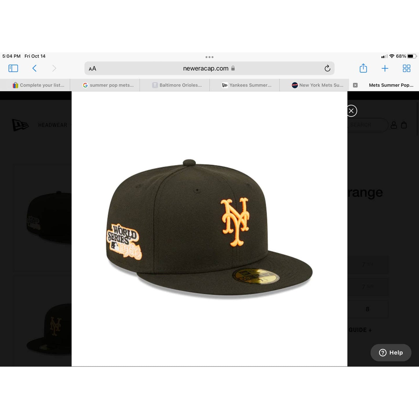 Mens Summer Pop New York Mets Era 59FIFTY Black Electric Orange Snakeskin OG