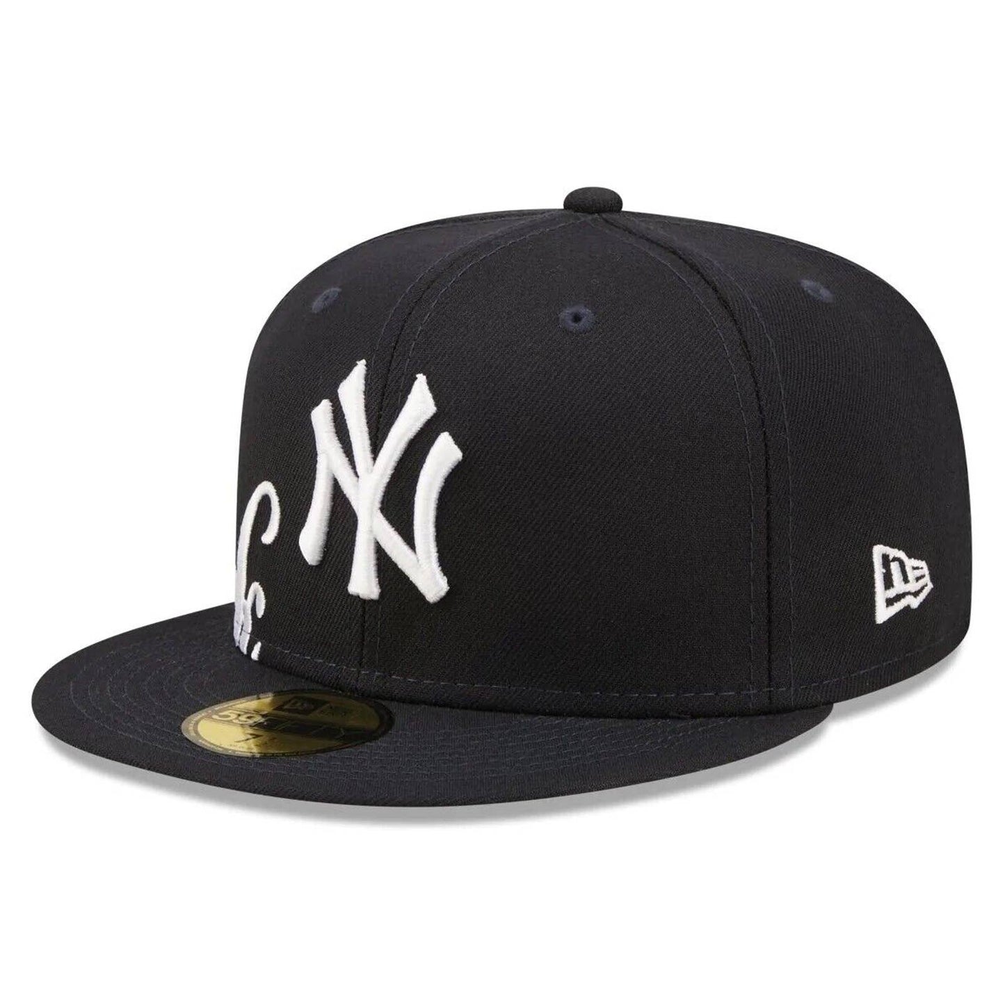 Mens Side Split NY New York Yankees New Era 59FIFTY Navy Hat Green Bottom Retro