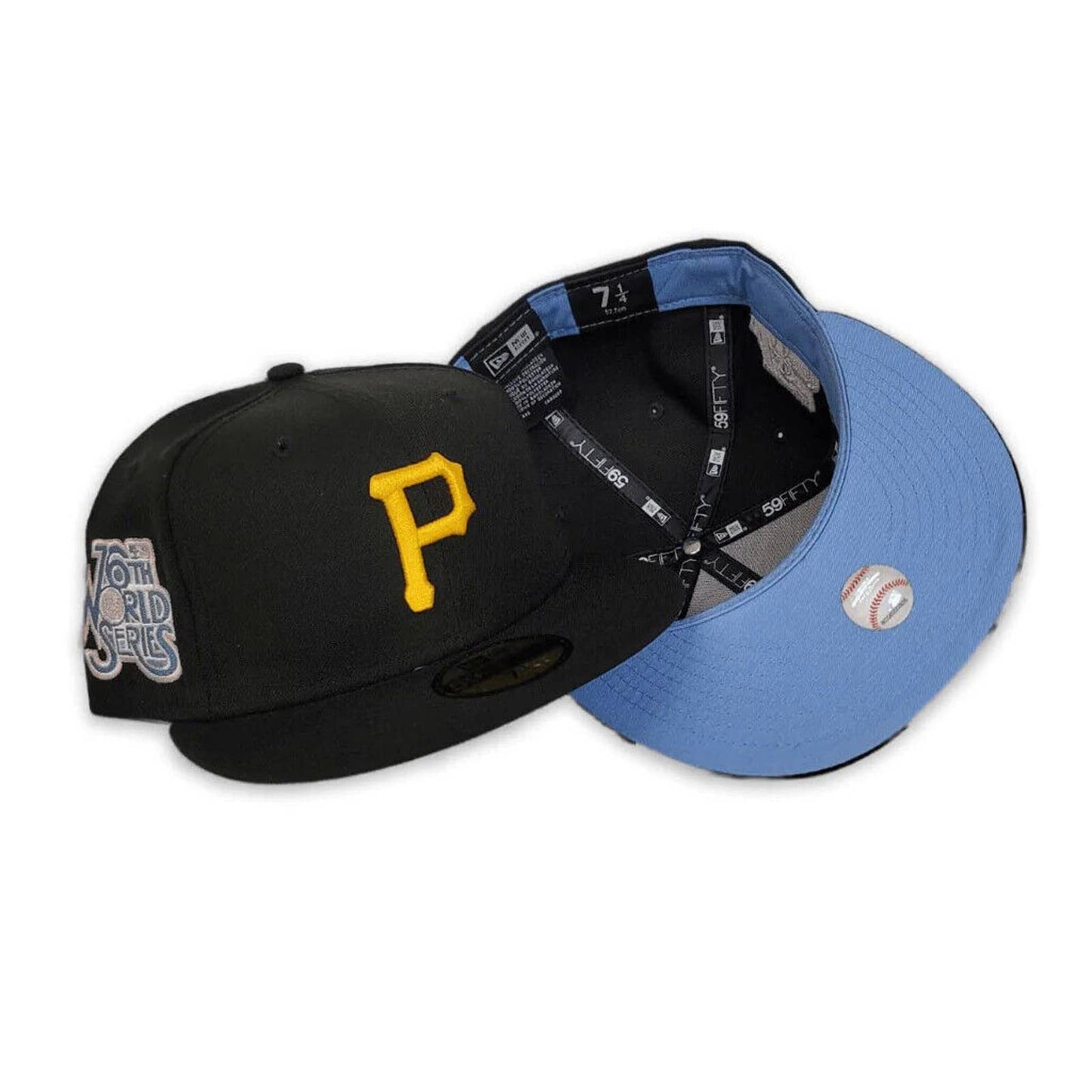 Era Pittsburgh Pirates Pop Sweat 59FIFTY Fitted Hat 5950 Sky Blue Brim UV