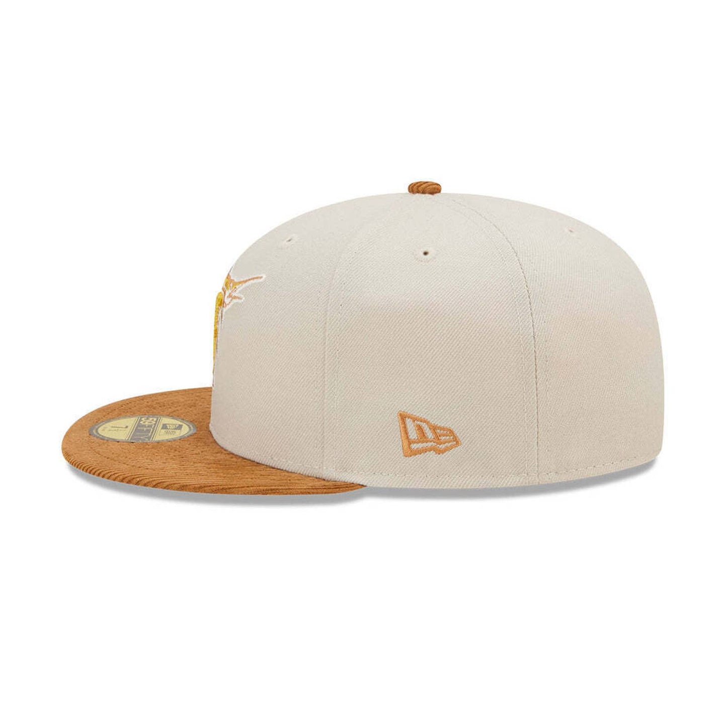 Era FLORIDA MARLINS 59FIFTY Fitted Hat 5950 WHEAT BEIGE CORDUROY CORD BRIM