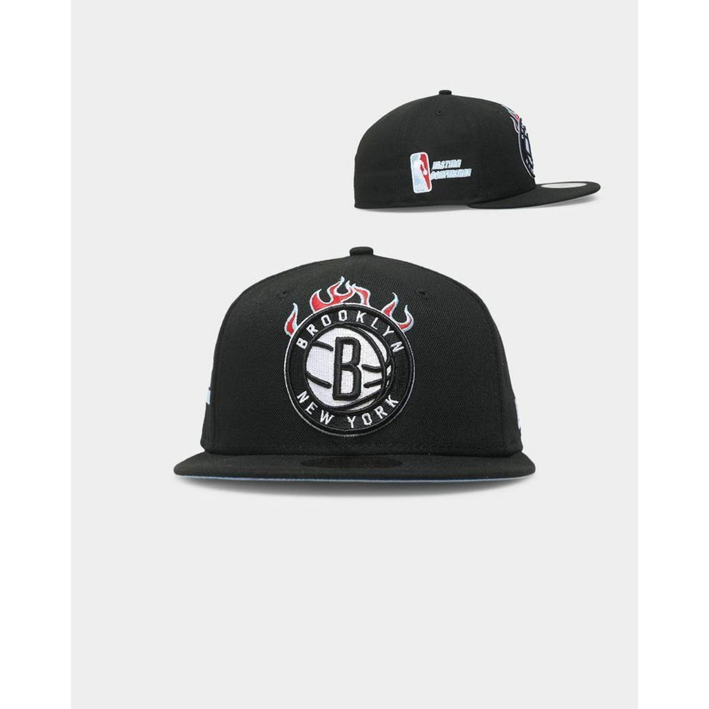 New Era Brooklyn Nets Fitted Hat NBA Customized Fire team Flames Logo Blue