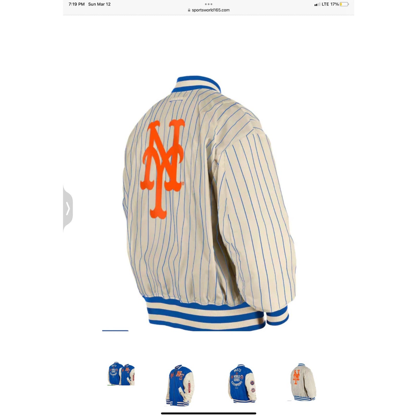 MENS ERA X ALPHA INDUSTRIES NEW YORK METS MLB REVERSIBLE BOMBER JACKET OG