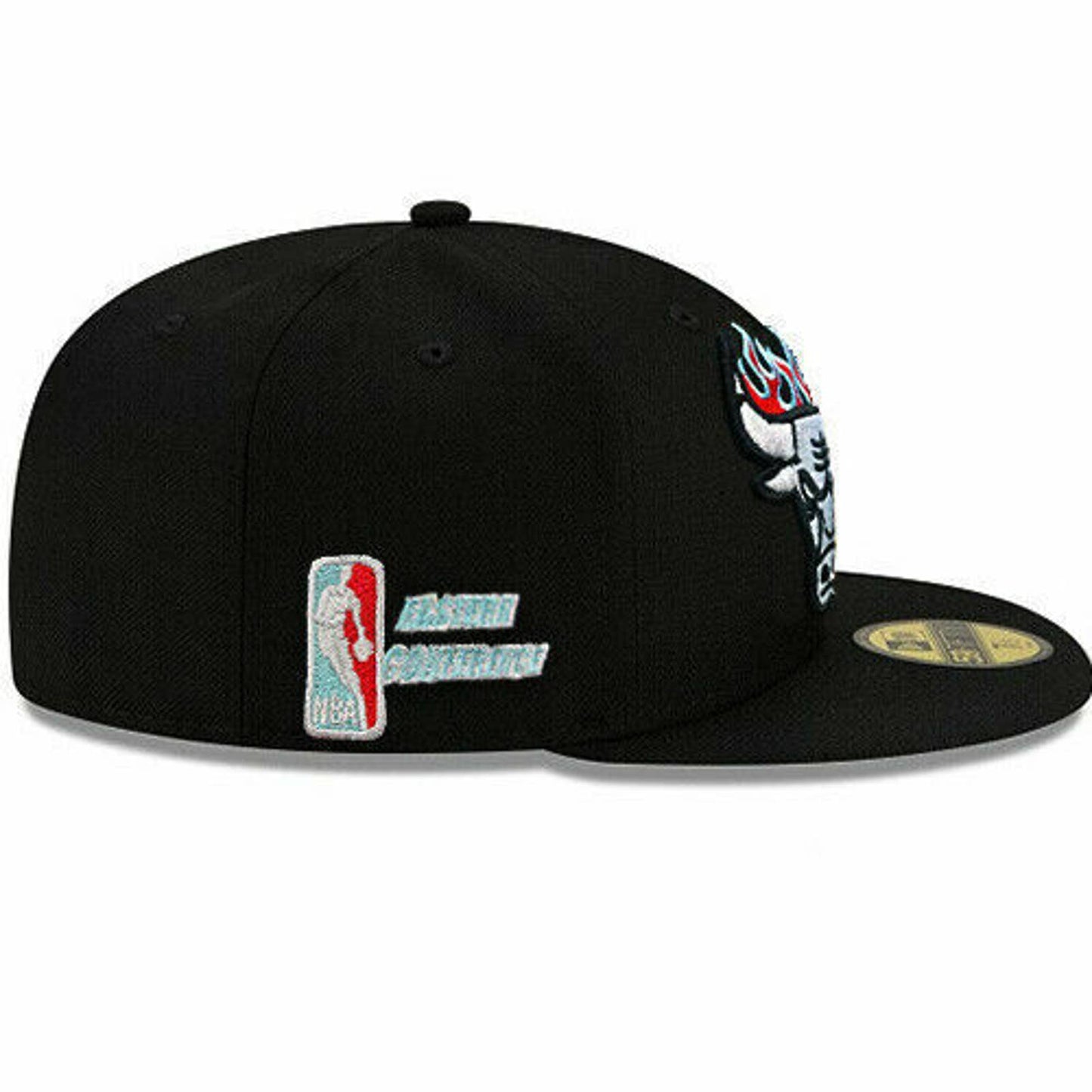New Era Chicago Bulls Fitted Hat NBA Customized Fire Team Flame Logo Blue