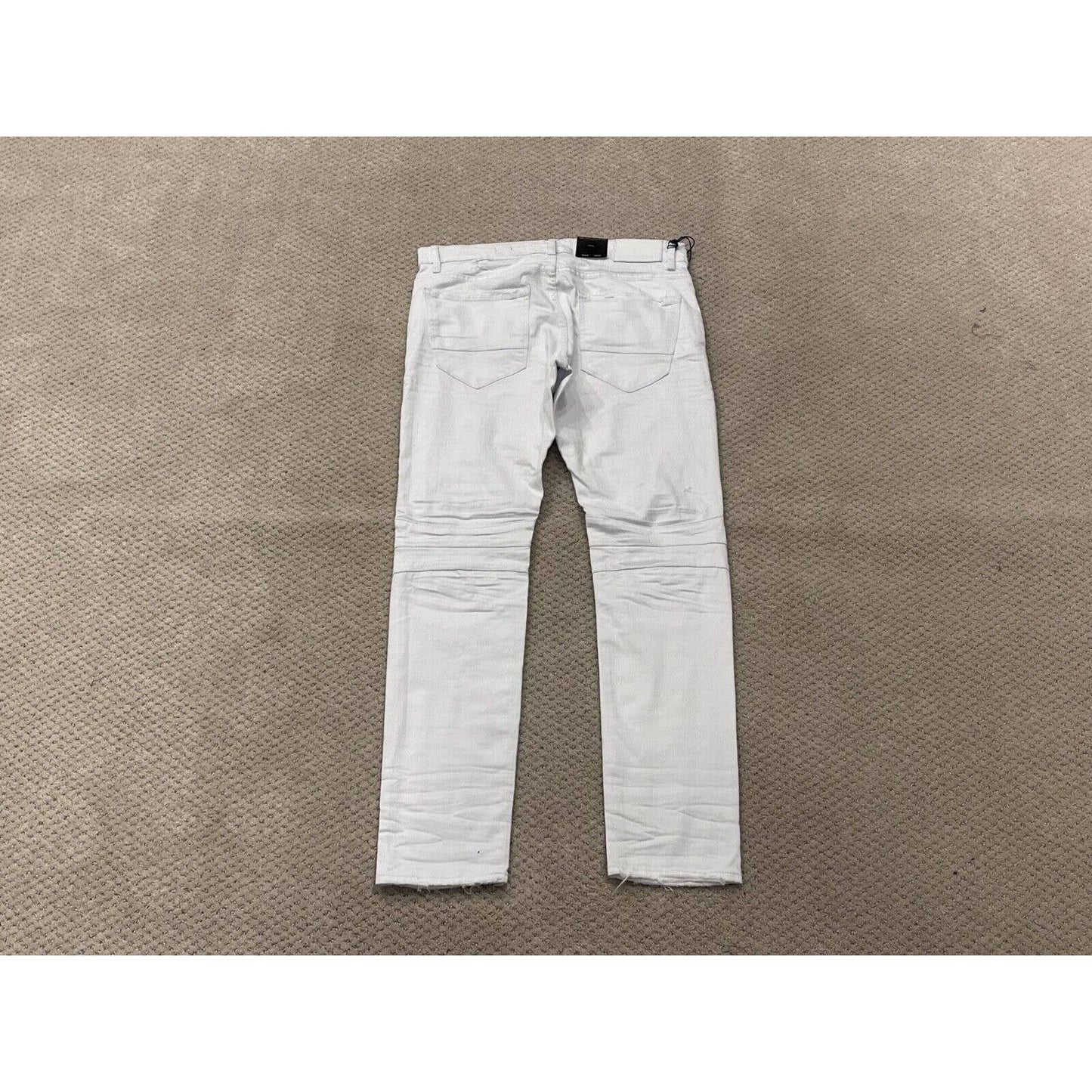 JORDAN CRAIG SEAN WHITE DENIM MOTO RIP REPAIR JEANS RETRO PURE SLIM FIT ZIPPER