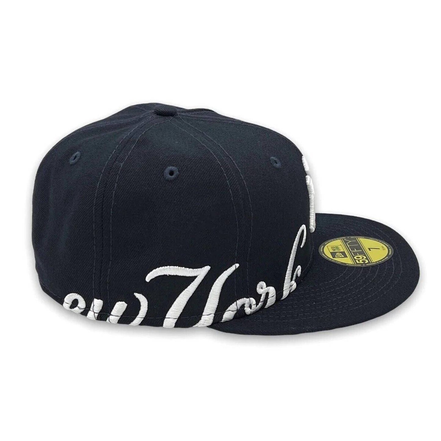 Mens Side Split NY New York Yankees New Era 59FIFTY Navy Hat Green Bottom Retro