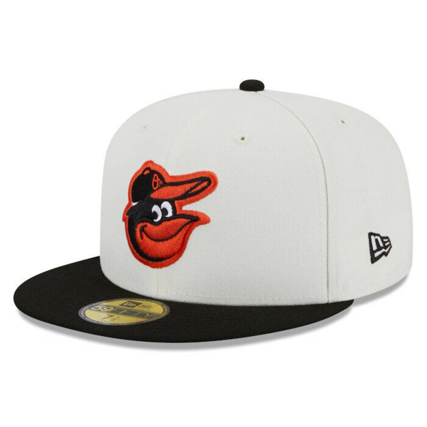 Mens BALTIMORE ORIOLES WS CHROME CREAM BLACK Era 59FIFTY Fitted Hat Cap