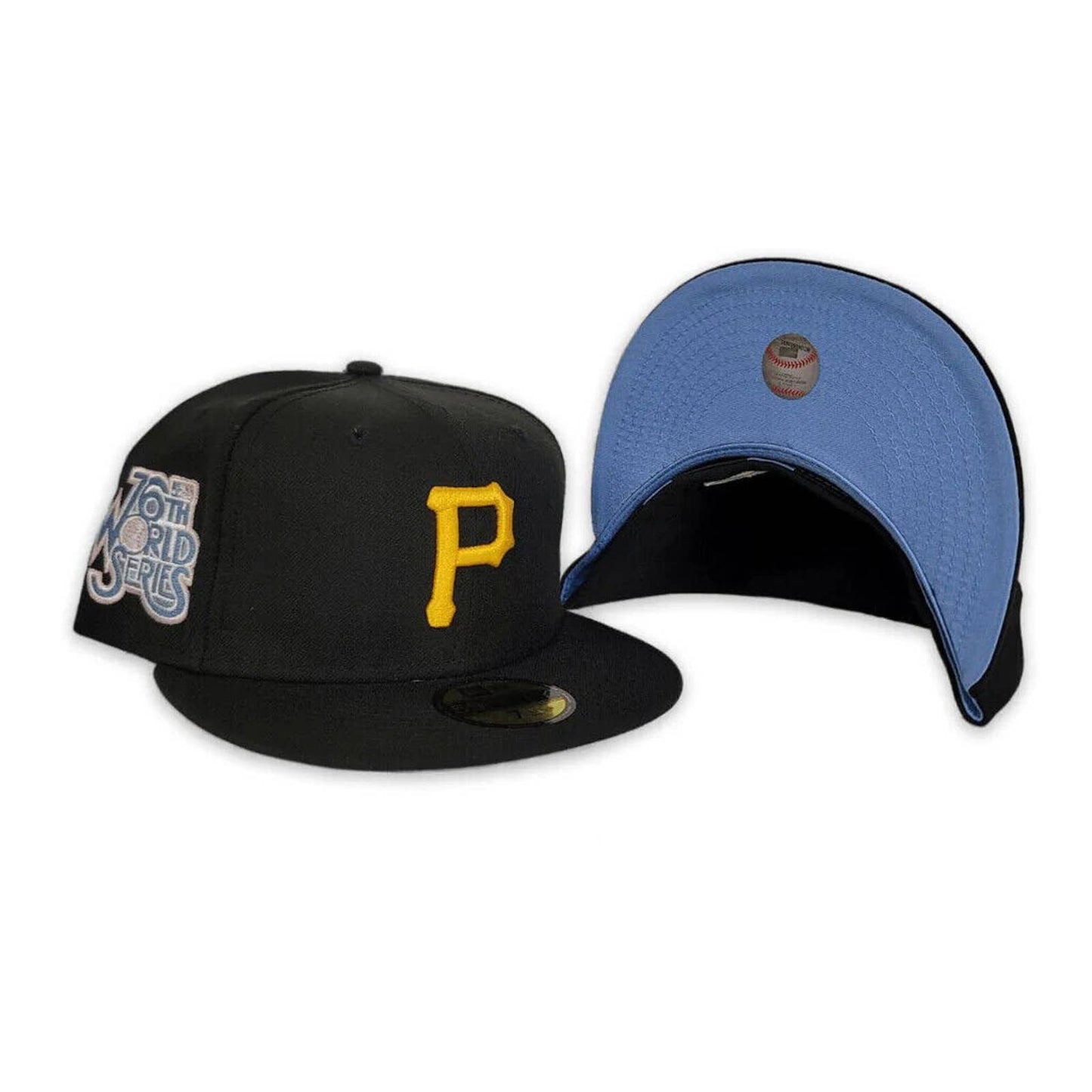 Era Pittsburgh Pirates Pop Sweat 59FIFTY Fitted Hat 5950 Sky Blue Brim UV