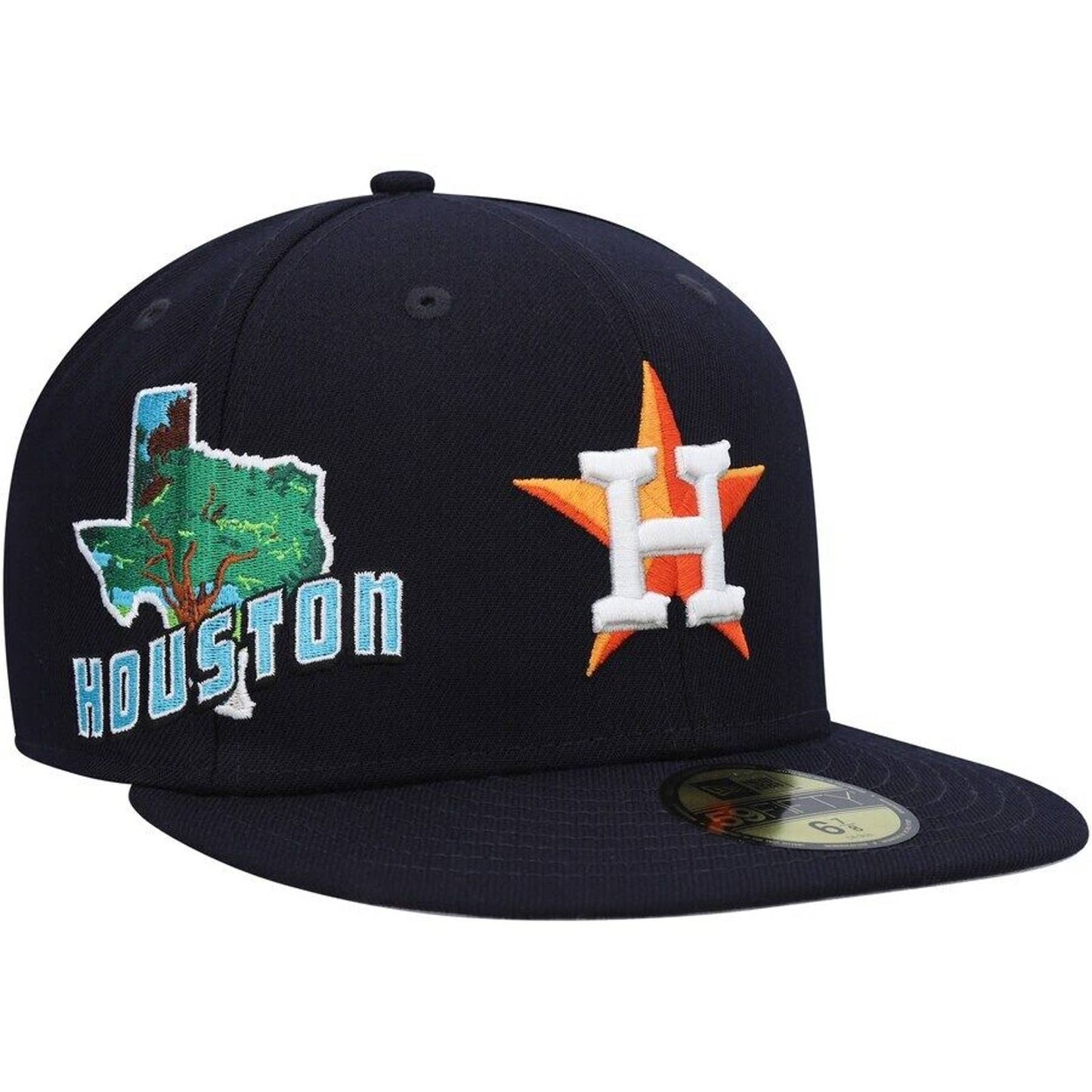 Era Houston Astros MLB Fitted Hat 5950 STATE VIEW NAVY PATCHES CLUSTER CAP
