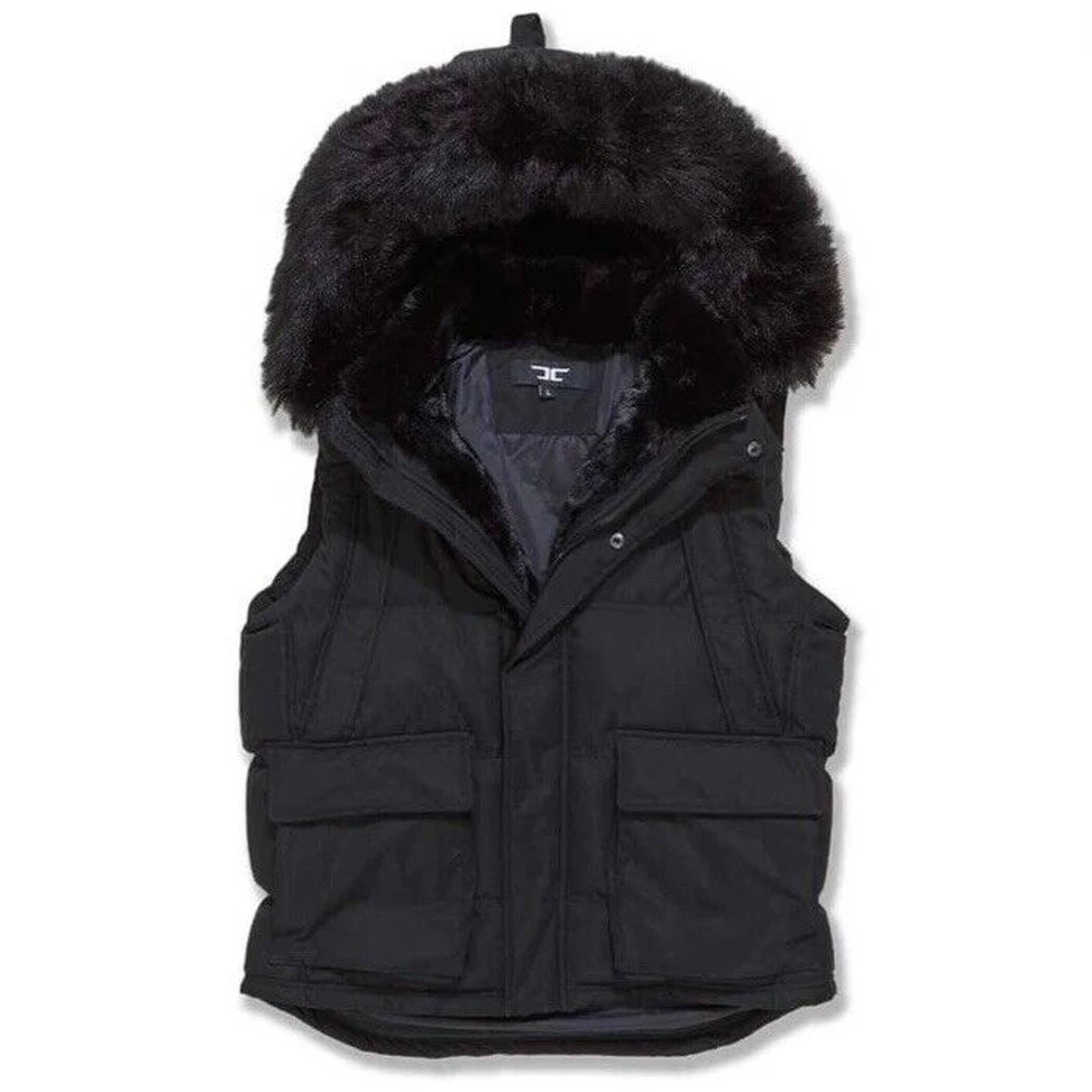 Jordan Craig Men's YUKON FUR LINED BLACK PARKA VEST PUFFER BUBBLE RETRO