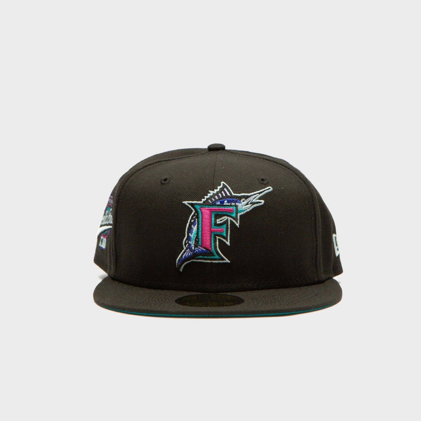 Era FLORIDA MARLINS 59FIFTY Fitted Hat 5950 POLAR LIGHTS TURQUOISE UV Black