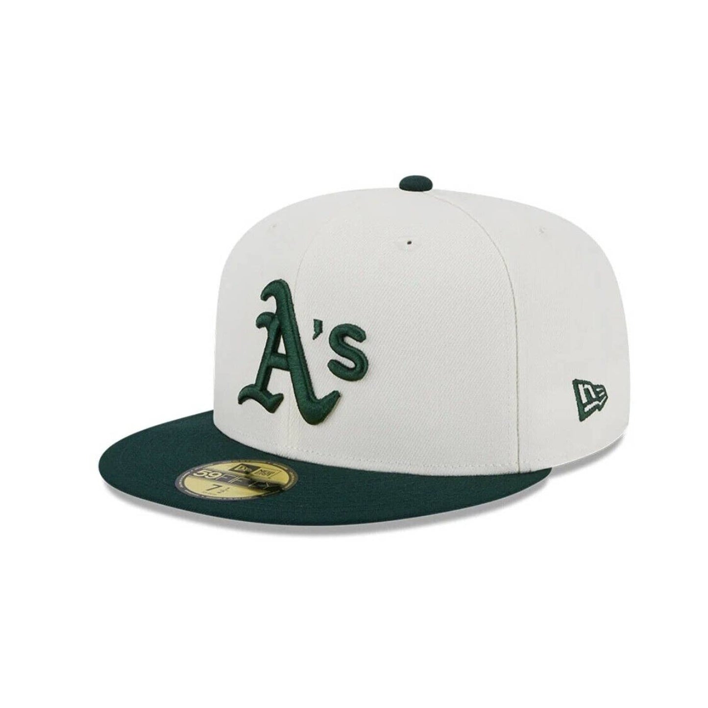 Men’s OAKLAND ATHLETICS A’s GREEN CHROME CREAM Era 59FIFTY Fitted Hat Cap