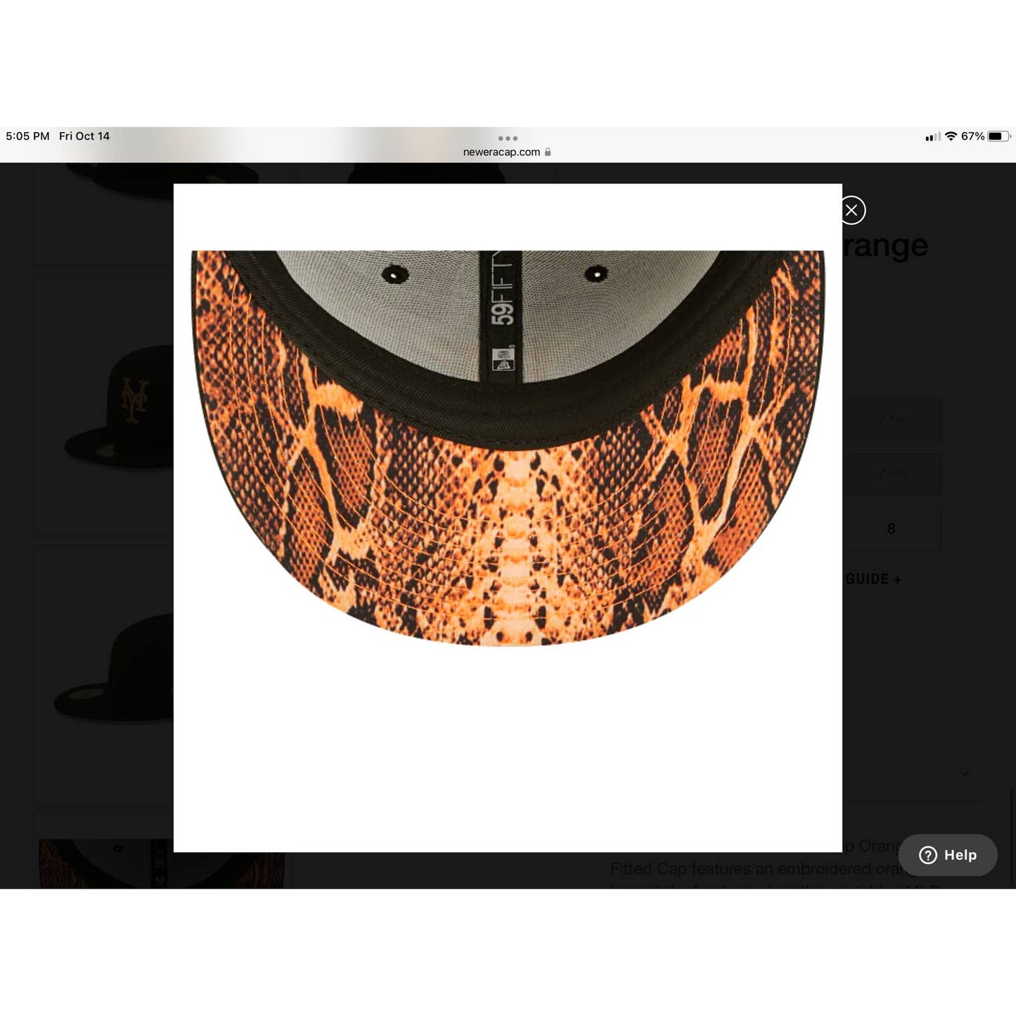 Mens Summer Pop New York Mets Era 59FIFTY Black Electric Orange Snakeskin OG