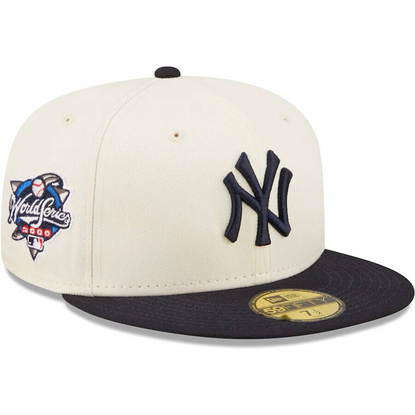 Men’s New York YANKEES WS 2000 CHROME CREAM NAVY Era 59FIFTY Fitted Hat Cap