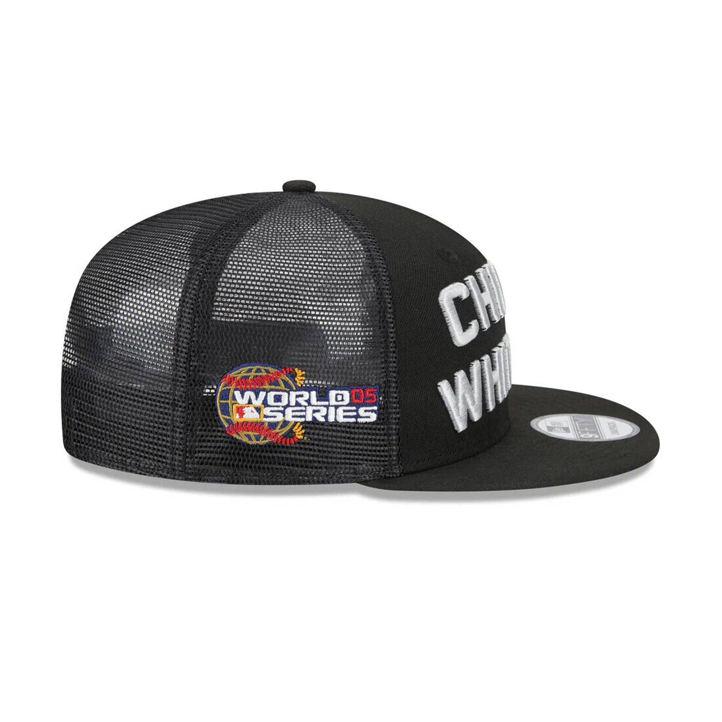Chicago White Sox Era Black Stacked 9FIFTY Mesh Trucker Snapback Hat MENS OG