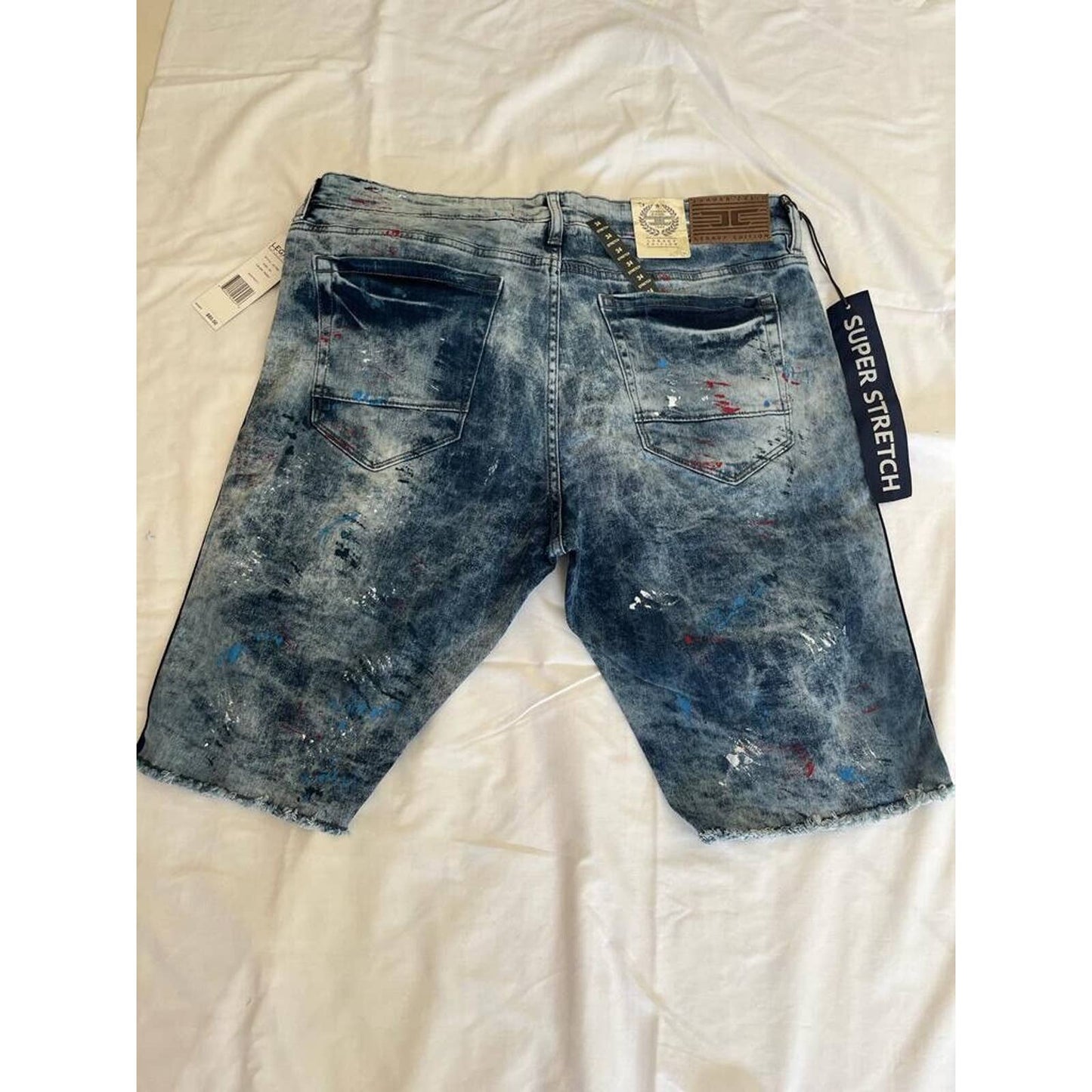 JORDAN CRAIG MENS SUMMERTIME STRIPED DENIM SHORTS PARIS BLUE UNC JORDAN RETRO