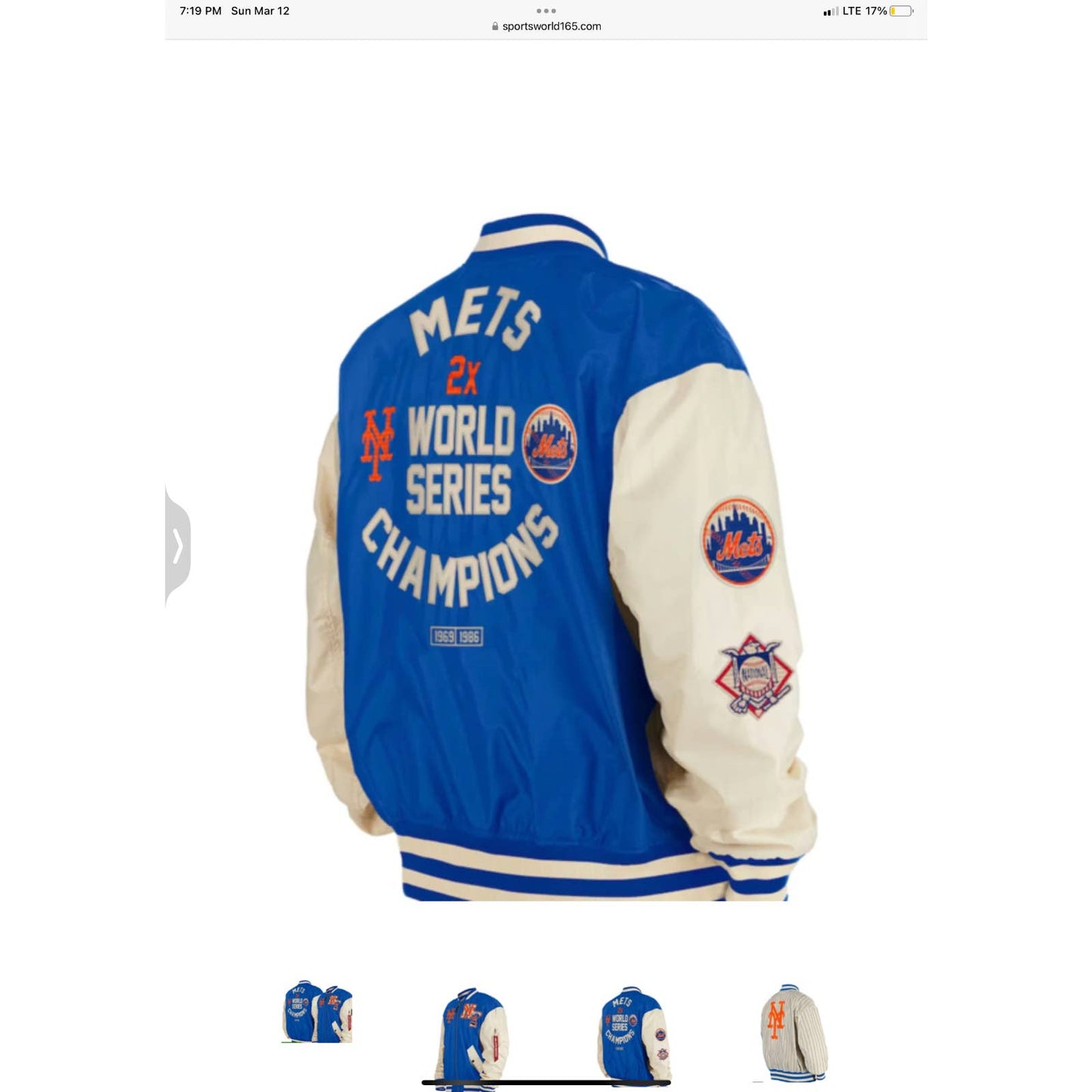 MENS ERA X ALPHA INDUSTRIES NEW YORK METS MLB REVERSIBLE BOMBER JACKET OG