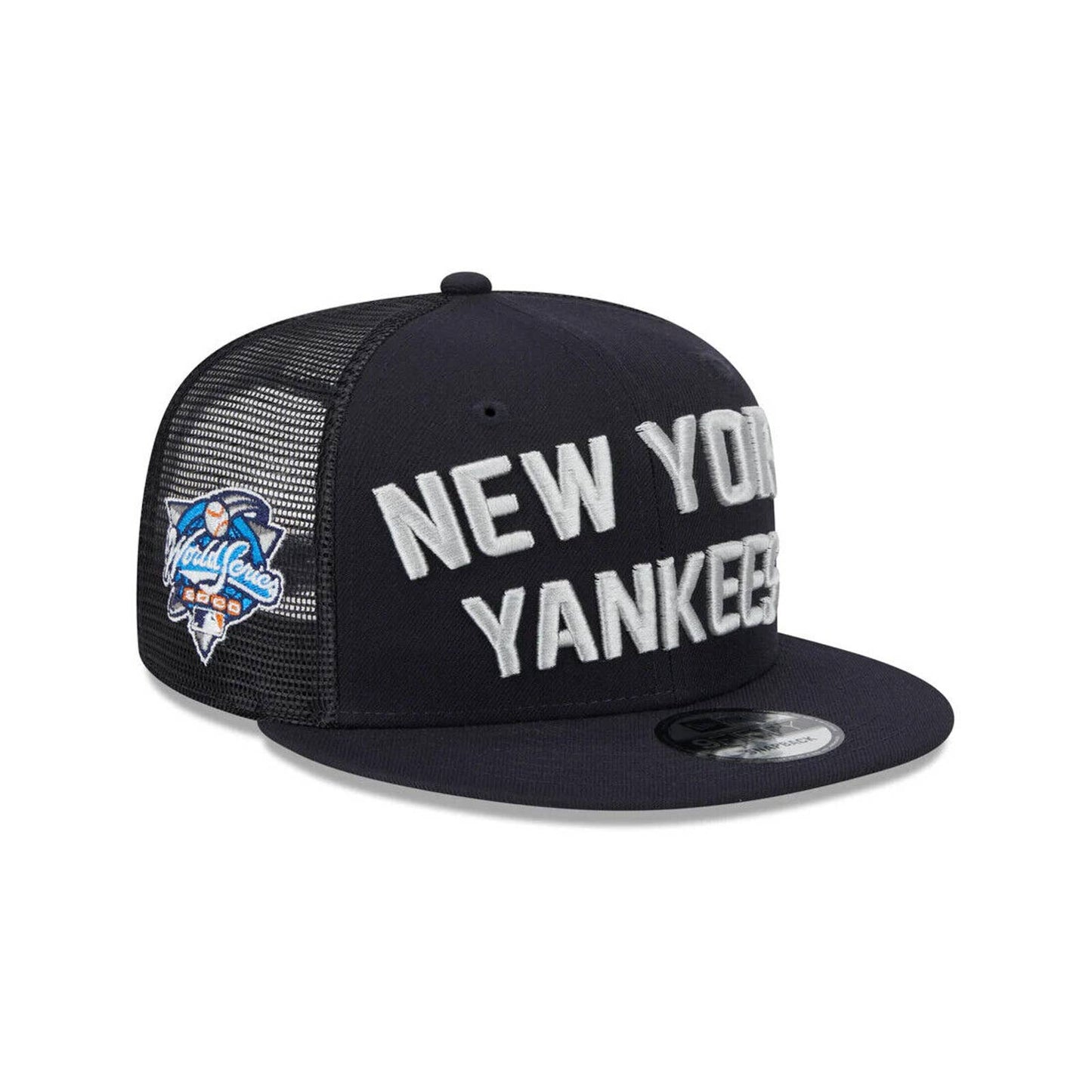 MENS NEW YORK YANKEES 2000 ERA BLUE Stacked 9FIFTY Mesh Trucker Snapback Hat