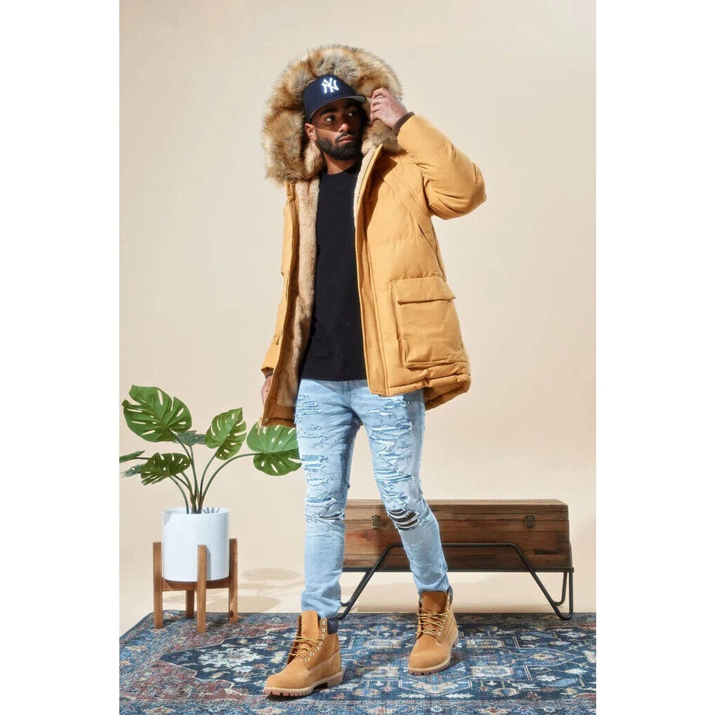 Jordan Craig Men's BISMARCK FUR LINED DESERT WHEAT PARKA JACKET PUFFER WARM