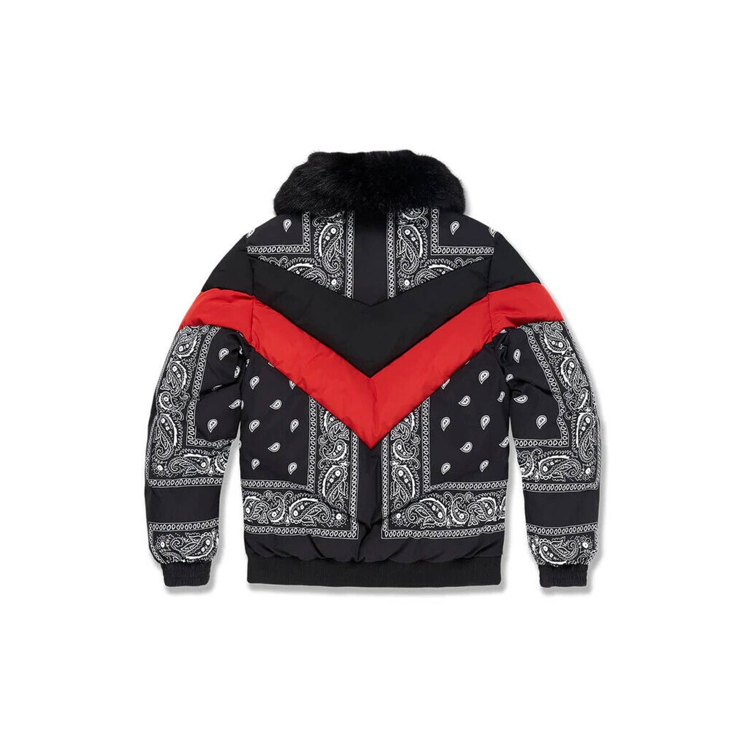 Jordan Craig Men’s Bandana Puffer Jacket Black Paisley RED BIG AND TALL 4XL 5XL