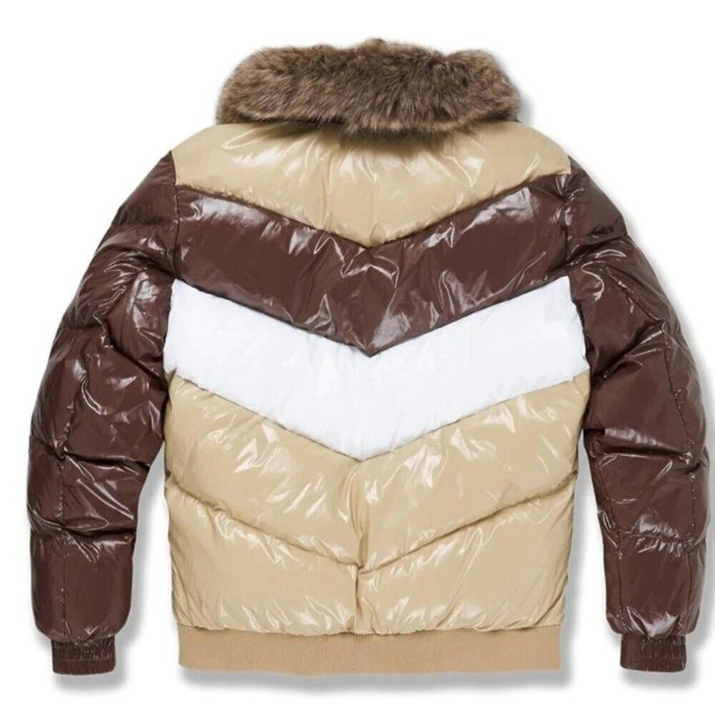 Jordan Craig Men’s Blocked Puffer Jacket Black MOCHA BROWN TAN