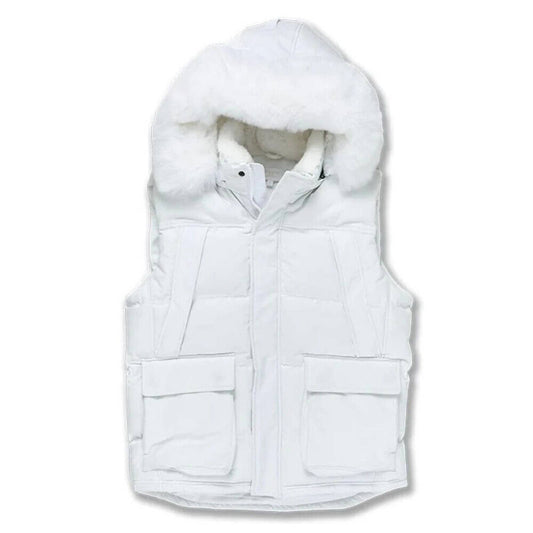 Jordan Craig Men's YUKON FUR LINED WHITE PARKA VEST PUFFER BUBBLE