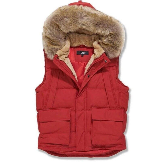 Jordan Craig Men's YUKON FUR LINED RED PARKA VEST PUFFER BUBBLE