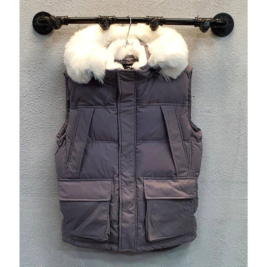 Jordan Craig Men's YUKON FUR LINED CHARCOAL GREY PARKA VEST PUFFER BUBBLE RETRO