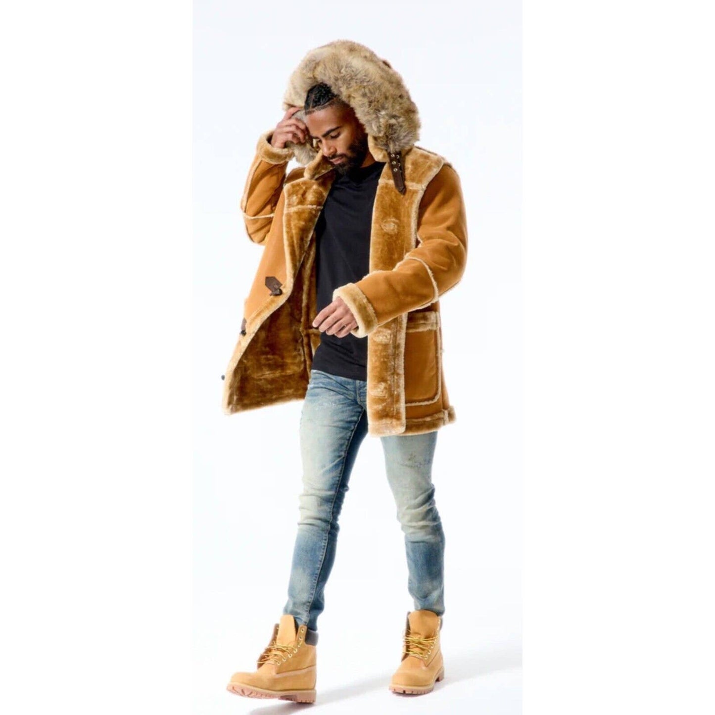 Jordan Craig Men's Denali Shearling JACKET BIG TALL FUR COGNAC WHEAT TAN 4XL